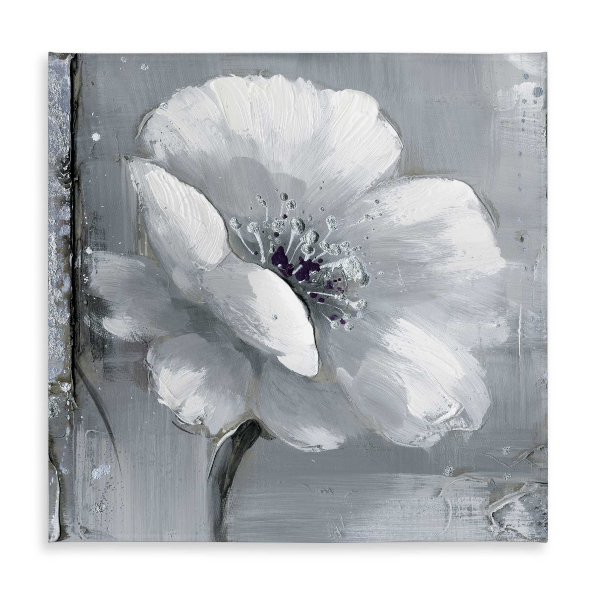 Picture of Begin Home Decor C1TC5858P7433R 58 x 58 in. Gray & White Flowers Tablecloth - Modern Indoor & Outdoor