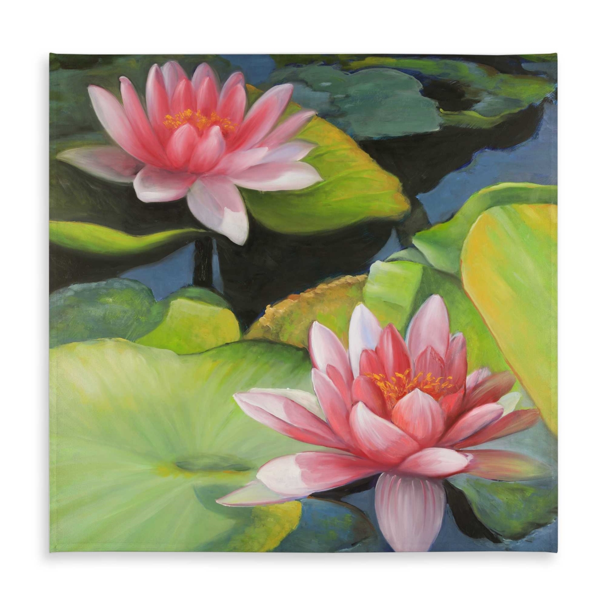 Picture of Begin Home Decor C1TC5858R9QN74 58 x 58 in. Water Lilies & Lotus Flowers Tablecloth - Indoor & Outdoor