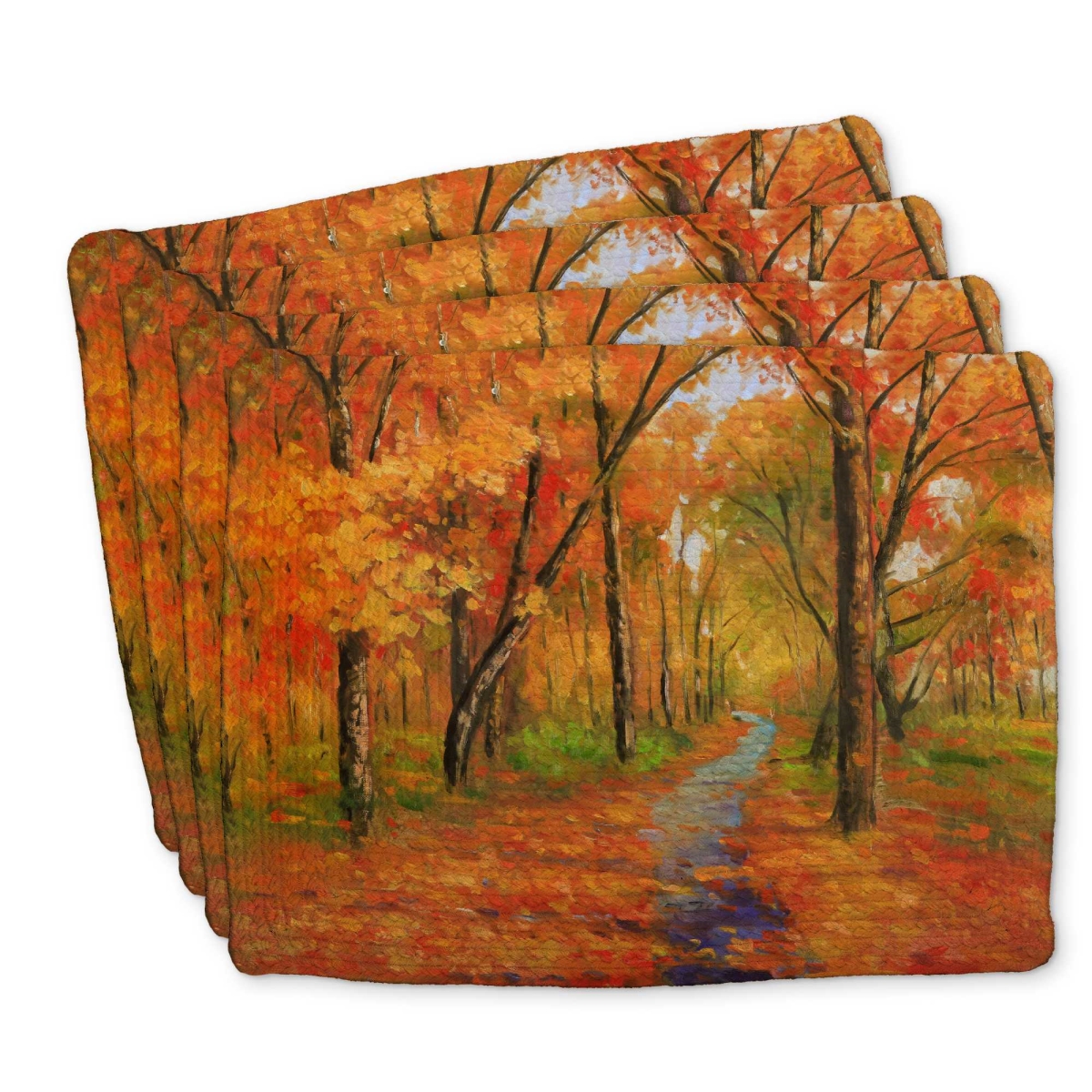 Picture of Begin Home Decor C4BP1418WIP53K 14 x 18 in. Autumn Trail in the Forest - Braided Polyester Placemat - Set of 4