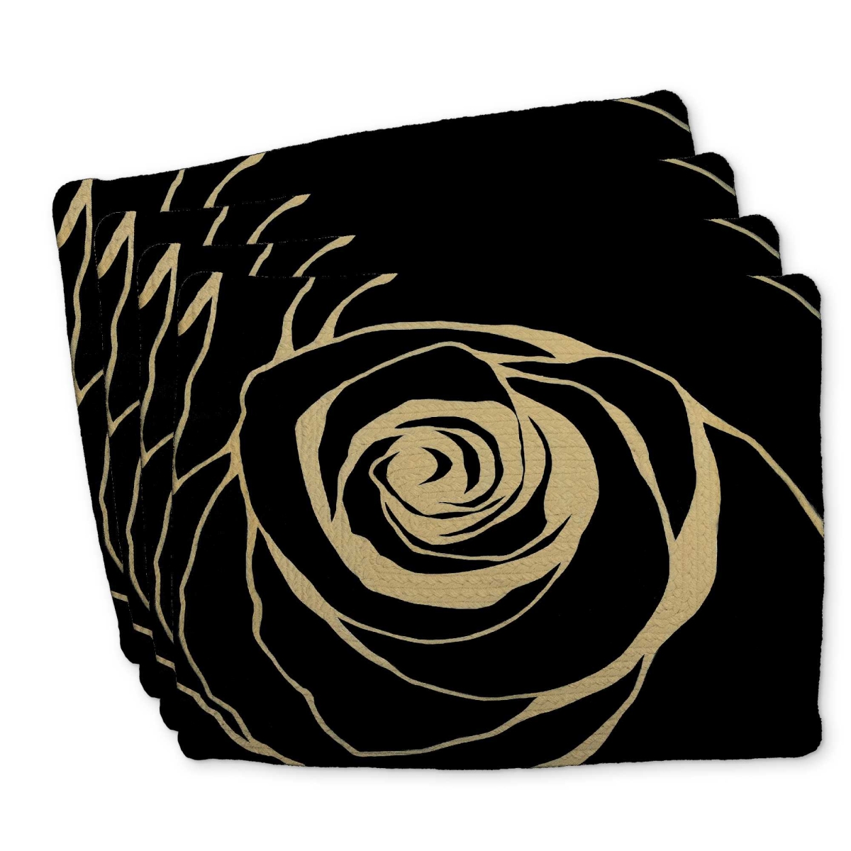 Picture of Begin Home Decor C4BP1418ZLU6HH 14 x 18 in. Black Rose Braided Polyester Placemat - Home Decor Accent - Set of 4