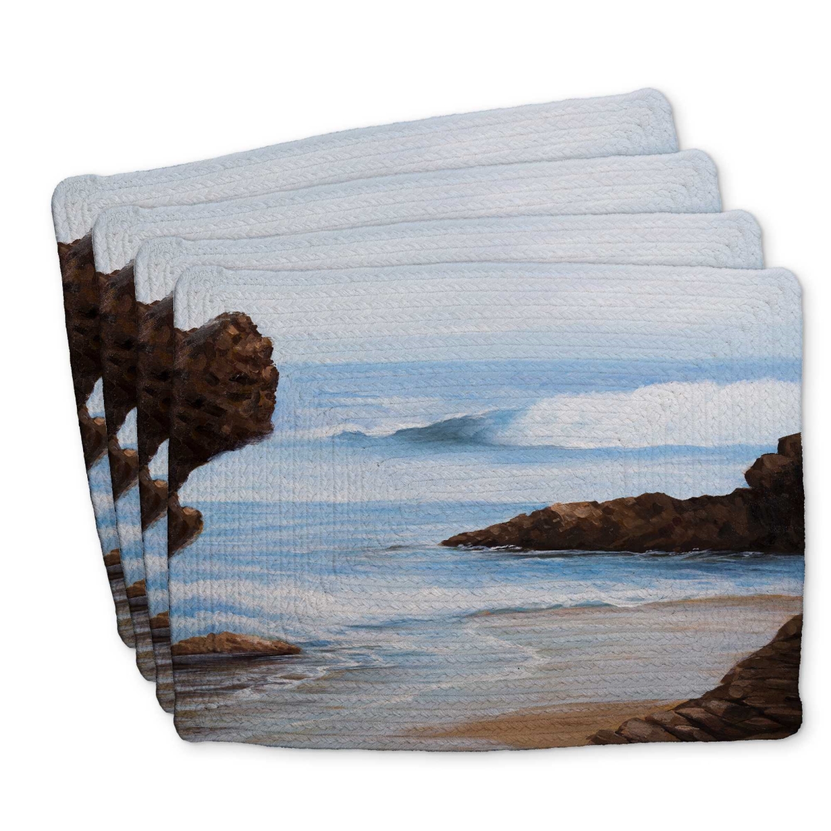 Picture of Begin Home Decor C4BP1418ZOW3LP 14 x 18 in. Rocks & Seaside Braided Polyester Placemat for Home Decor - Set of 4