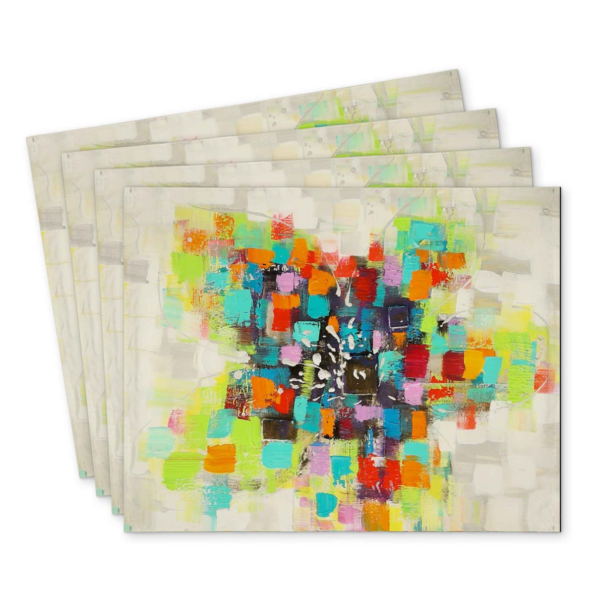 Picture of Begin Home Decor C4PP14181JNT0Y 14 x 18 in. Flowers Made of Square - Polyester Placemat for Home Decor - Set of 4