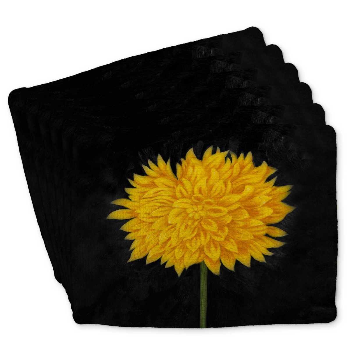 Picture of Begin Home Decor C6BP1418I1MZ9I 14 x 18 in. Yellow Chrysanthemum Braided Polyester Placemat for Home - Set of 6