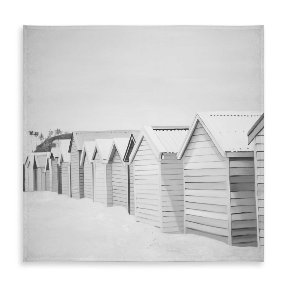 Picture of Begin Home Decor C1TC5858OYOBKK 58 x 58 in. Beach Cabins Tablecloth - White Livingroom Indoor & Outdoor