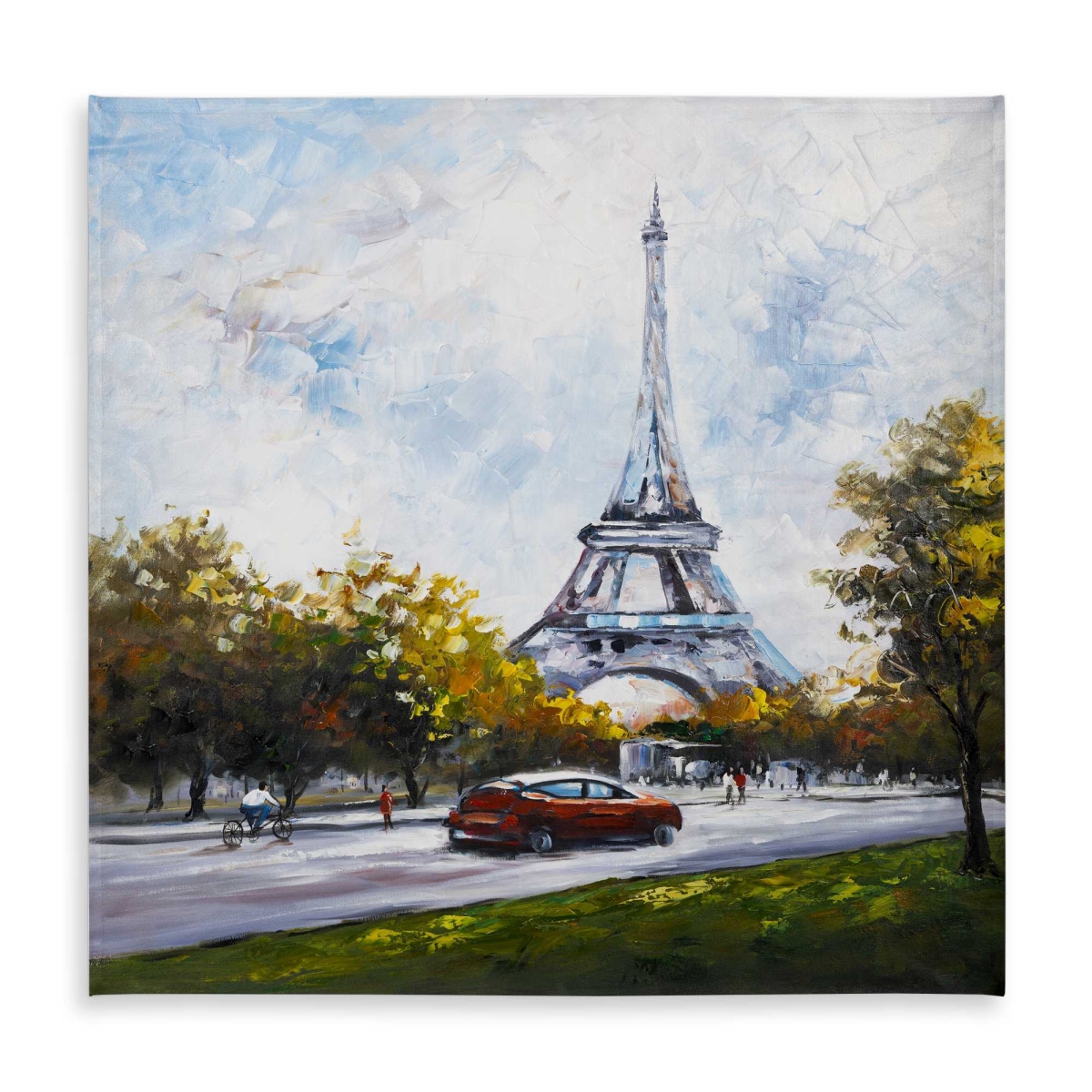Picture of Begin Home Decor C1TC5858SWMPSJ 58 x 58 in. Driving Near The Eiffel Tower Tablecloth - Car Green Decor
