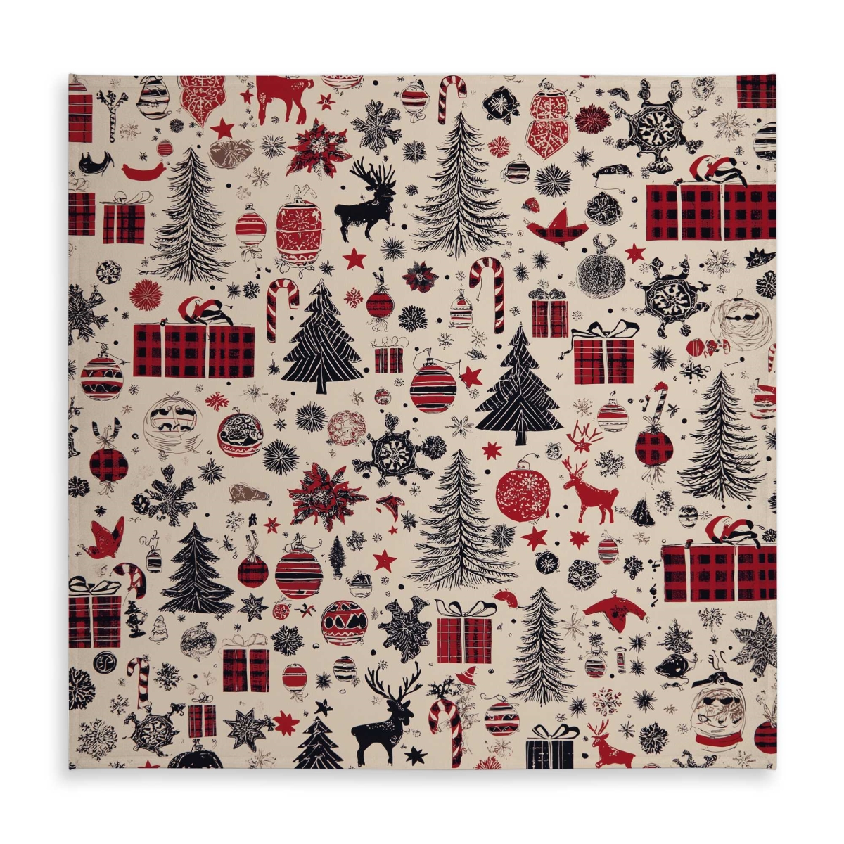 Picture of Begin Home Decor C1TC5858T4HHYC 58 x 58 in. Christmas Gift Pattern Red Tablecloth for Indoor & Outdoor