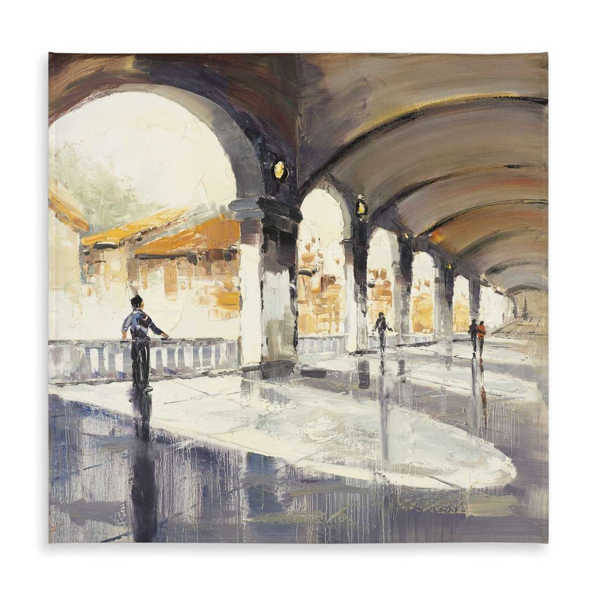 Picture of Begin Home Decor C1TC5858VYA0OL 58 x 58 in. People in A Spacious Hall Tablecloth - Indoor & Outdoor Decor
