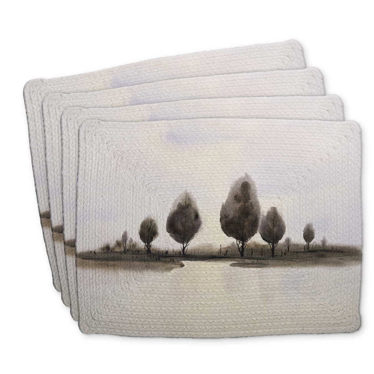Picture of Begin Home Decor C4BP1418NOECL4 14 x 18 in. Abstract Landscape of Trees - Braided Polyester Placemat - Set of 4