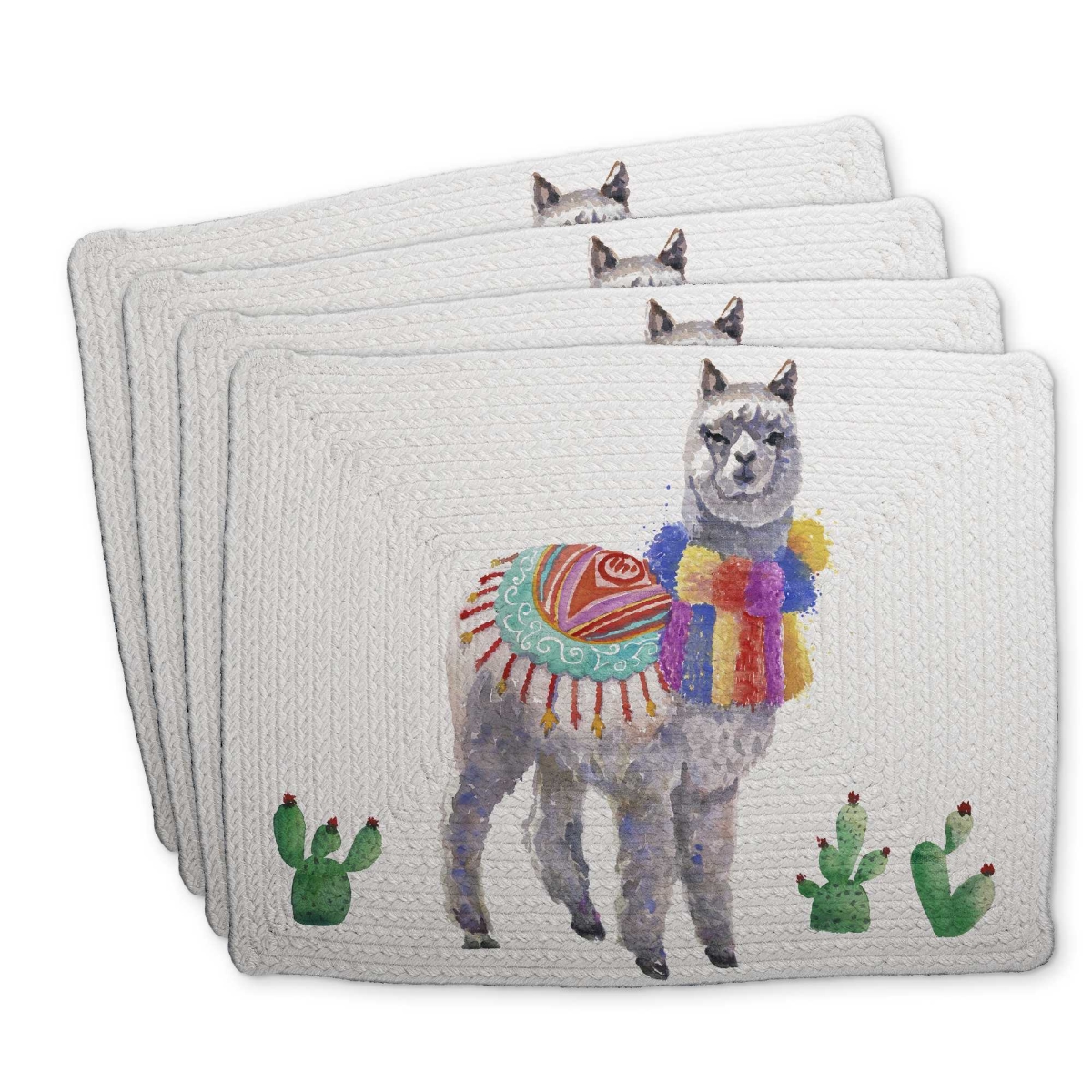 Picture of Begin Home Decor C4BP1418SR77PQ 14 x 18 in. Traditional Peruvian Lama Braided Polyester Placemat - Decor - Set of 4