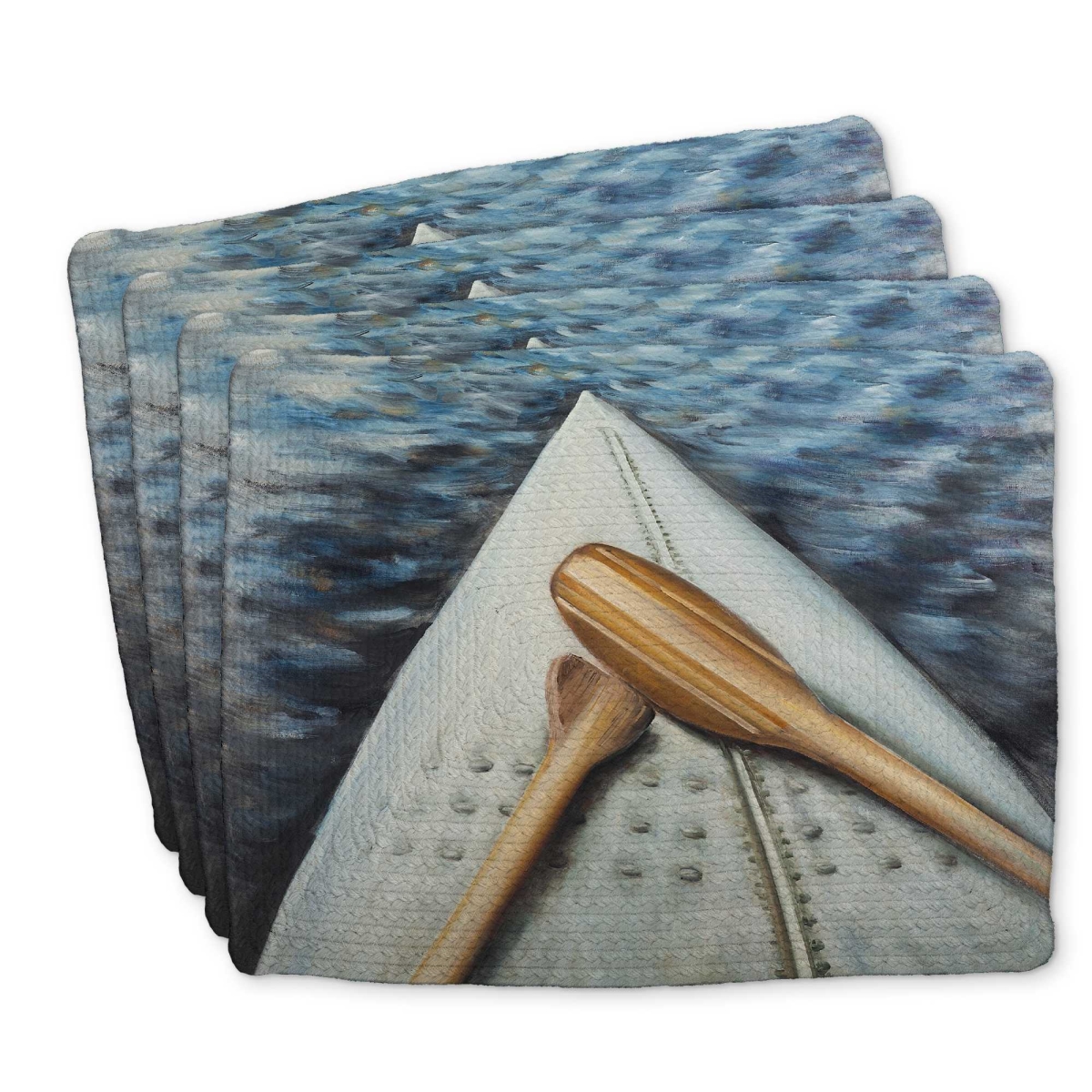 Picture of Begin Home Decor C4BP1418UPYYGE 14 x 18 in. Canoe Adventure Braided Polyester Placemat for Home Decor - Set of 4