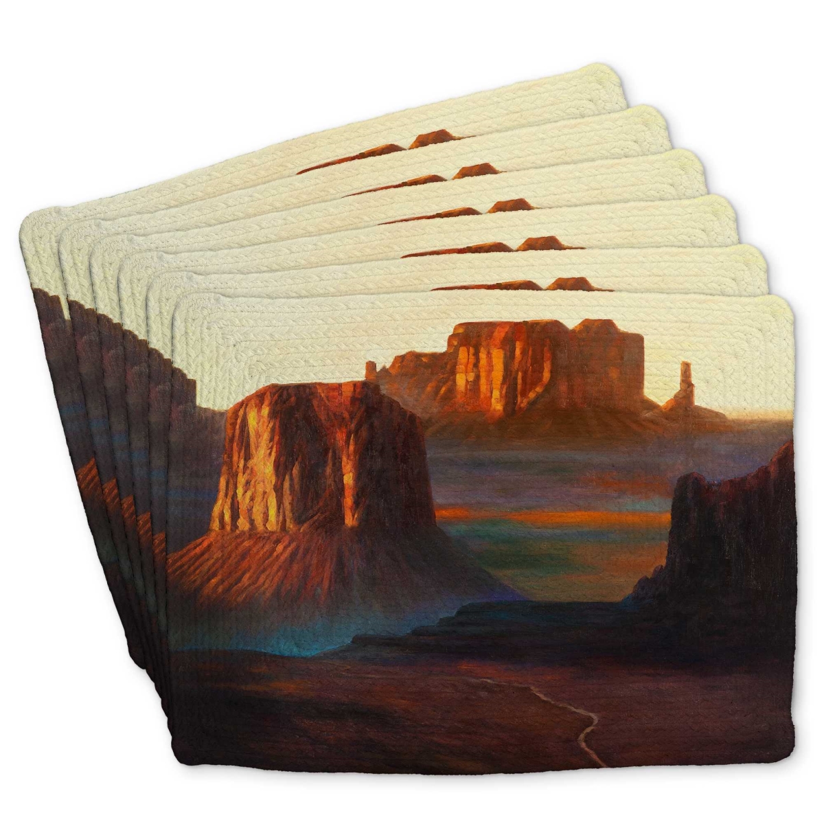 Picture of Begin Home Decor C6BP14181N8IQ8 14 x 18 in. Monument Valley Tribal Park Braided Polyester Placemat - Set of 6