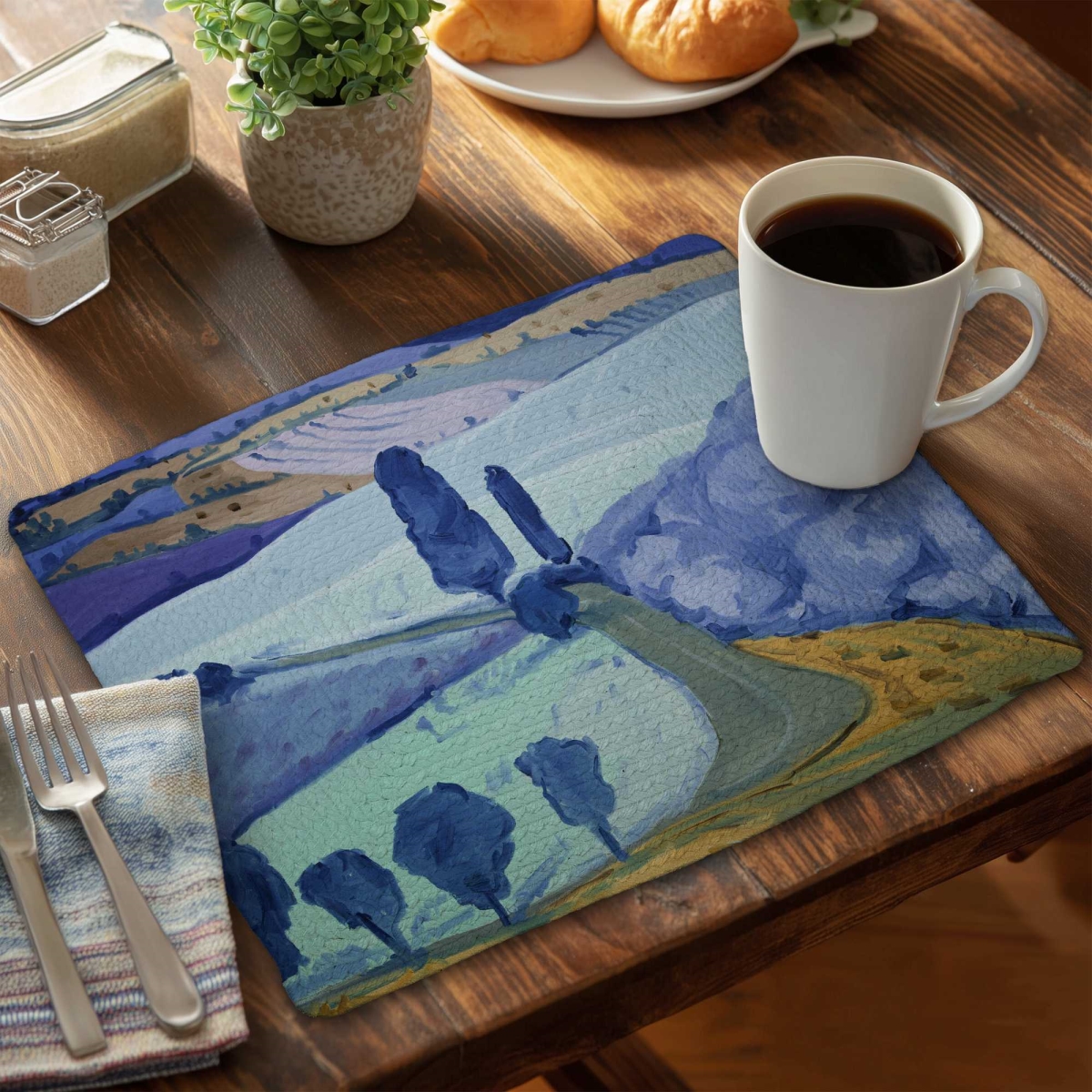 Picture of Begin Home Decor C4BP14186DAU7Y 14 x 18 in. Tuscany Field Braided Polyester Placemat - Decor Essential - Set of 4