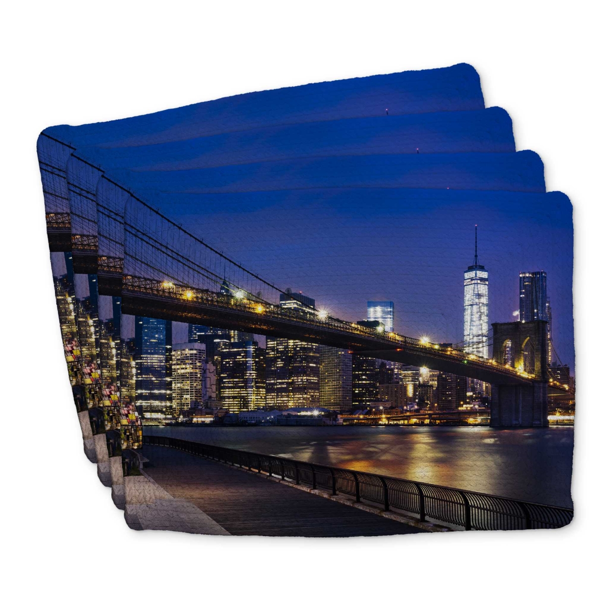 Picture of Begin Home Decor C4BP1418A3F9I9 14 x 18 in. City At Night Braided Polyester Placemat for Home Decor - Set of 4