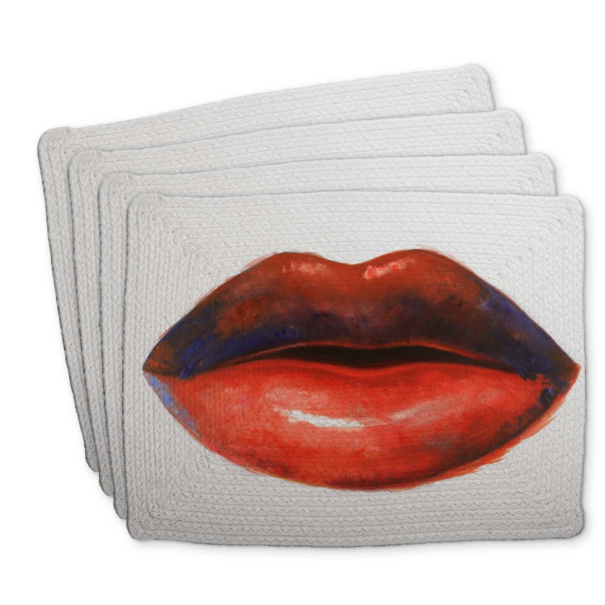 Picture of Begin Home Decor C4BP1418FGU3TD 14 x 18 in. Red Lipstick Braided Polyester Placemat - Decor Essentials - Set of 4