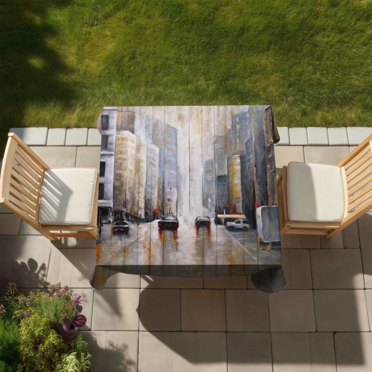 Picture of Begin Home Decor C1TC585809IBGE 58 x 58 in. Cars in the Morning Rain - Car Bedroom Tablecloth for Decor