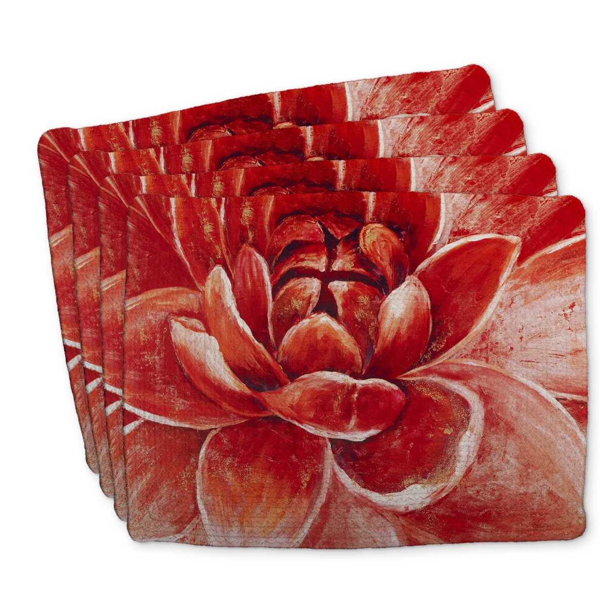 Picture of Begin Home Decor C4BP1418LZBRCZ 14 x 18 in. Red Chrysanthemum Braided Polyester Placemat - Home Decor - Set of 4