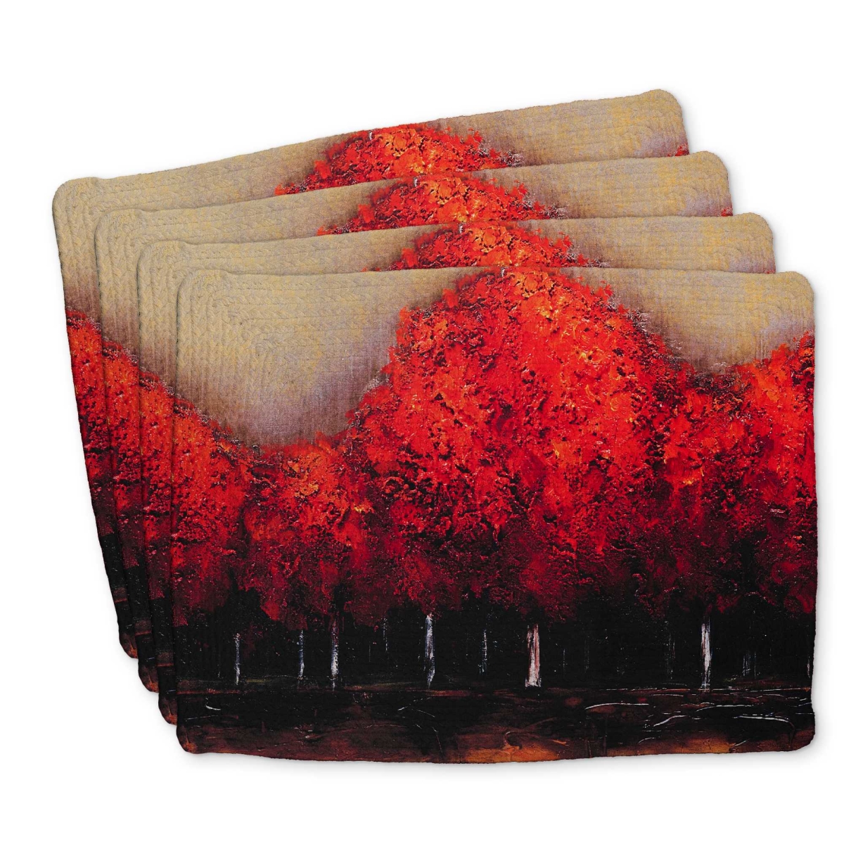 Picture of Begin Home Decor C4BP1418N4E8NM 14 x 18 in. Red Dark Trees Braided Polyester Placemat - Home Decor - Set of 4