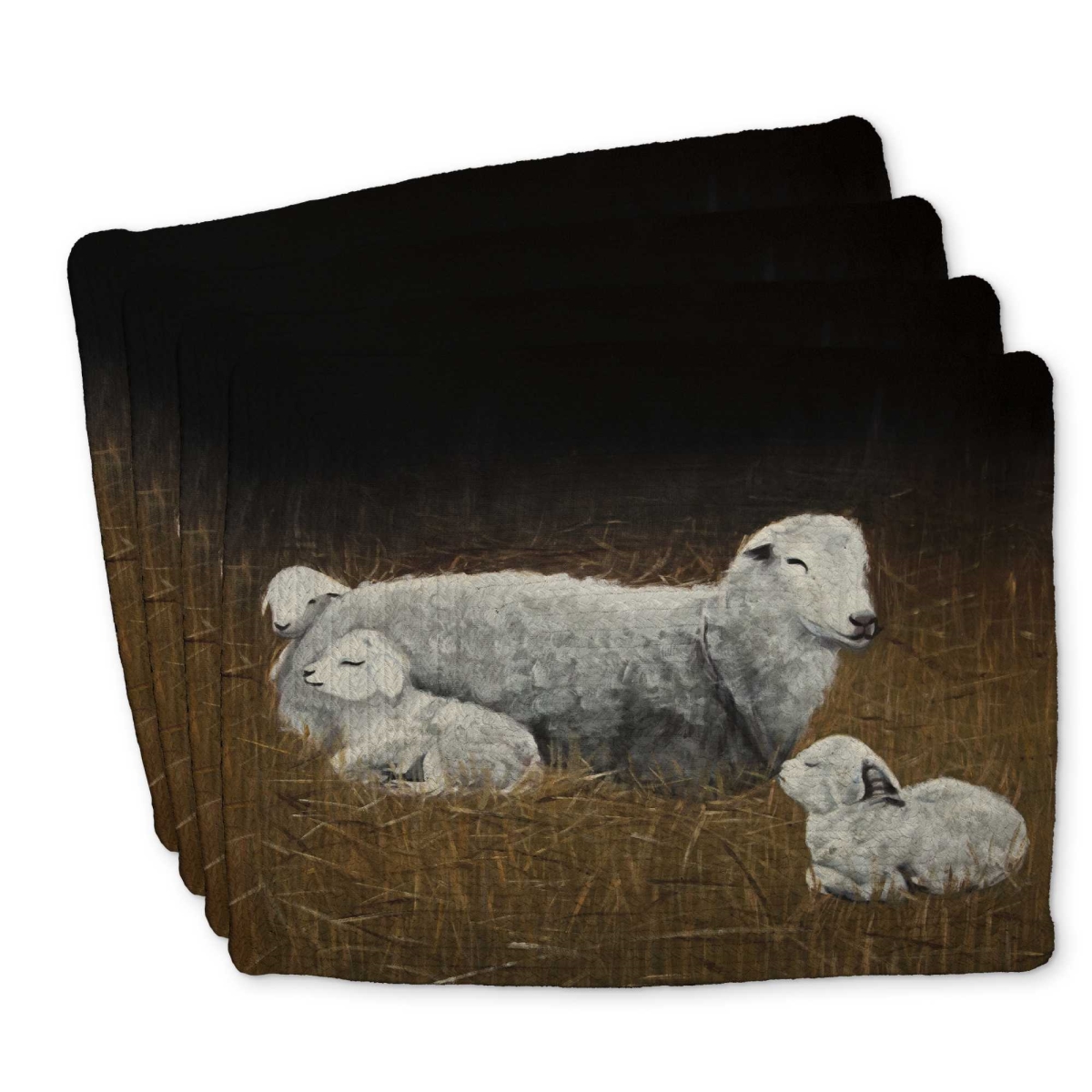 Picture of Begin Home Decor C4BP1418P2TJWN 14 x 18 in. Sheep & Lambs Braided Polyester Placemat - Home Decor - Set of 4