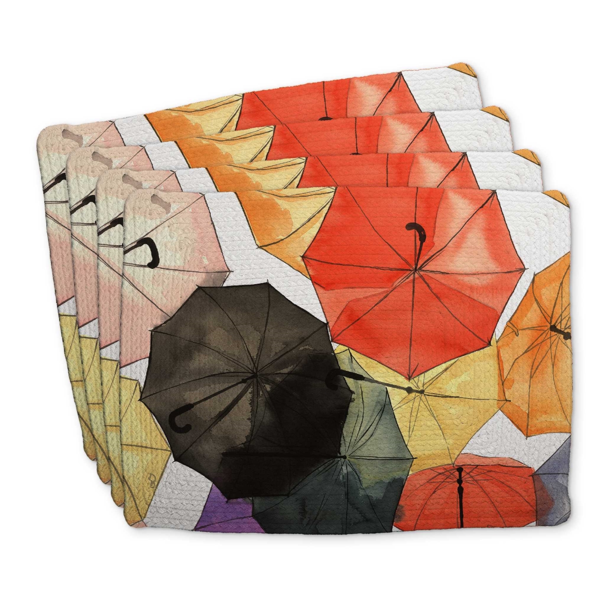Picture of Begin Home Decor C4BP1418Q7ZASO 14 x 18 in. Suspended Umbrellas - Braided Polyester Placemats - Set of 4