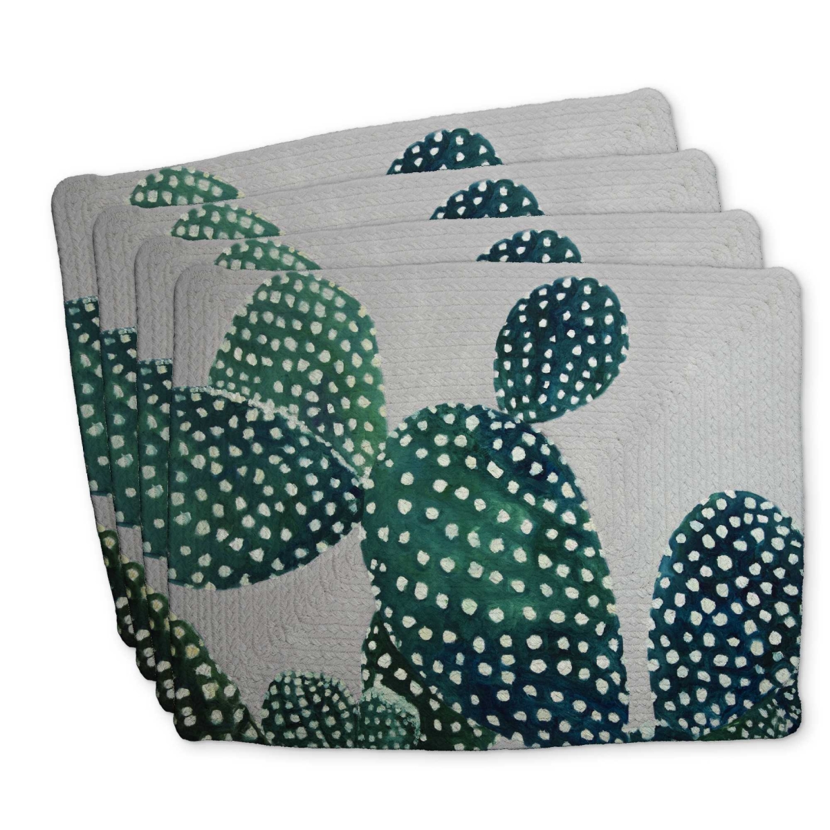 Picture of Begin Home Decor C4BP1418RJGOIS 14 x 18 in. Opuntia Cactus - Braided Polyester Placemat for Home Decor - Set of 4