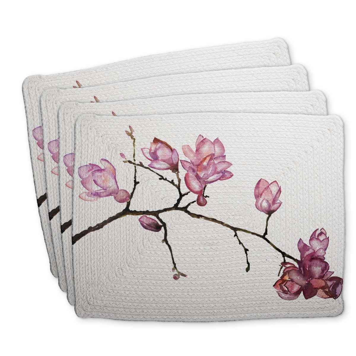 Picture of Begin Home Decor C4BP1418SZ3BV5 14 x 18 in. Branch of Cherry Blossoms Placemat - Braided Polyester Decor - Set of 4