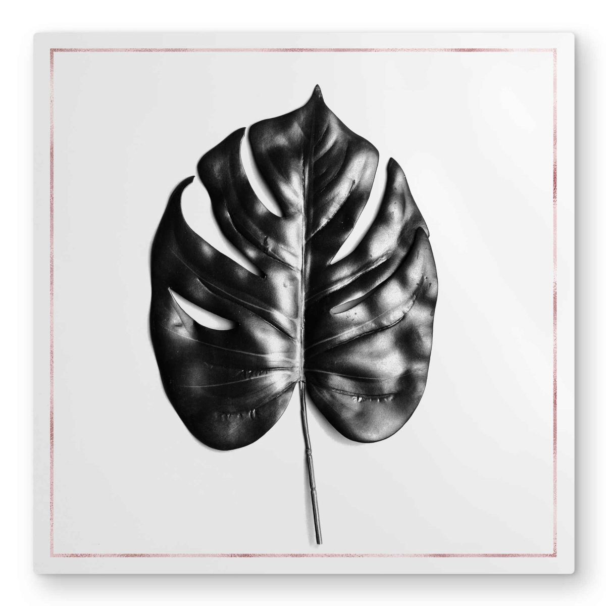C1MP3232X21UZ0 32 x 32 in. Split Leaf Philodendron with Rose Line Wall Art - Bedroom Metal Print