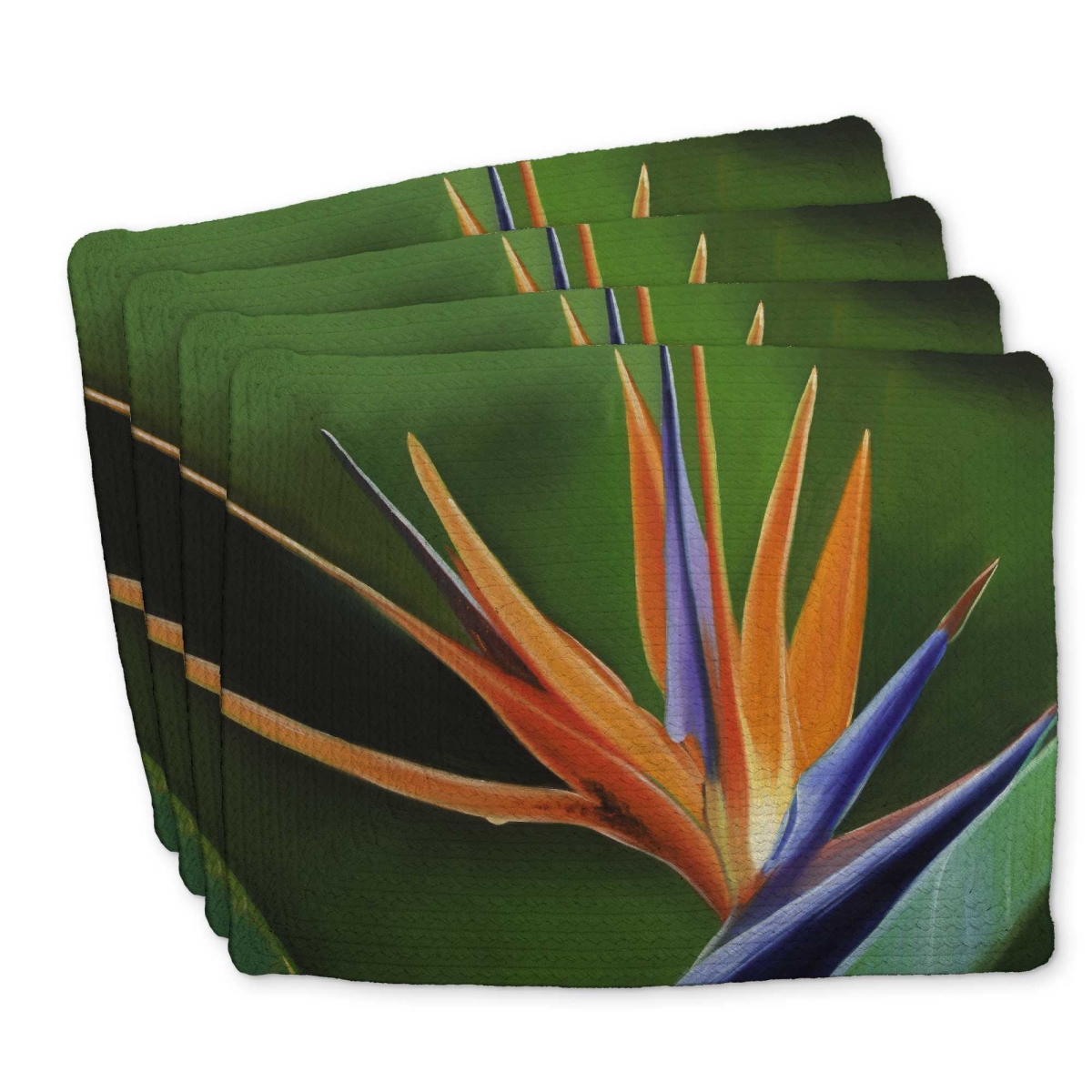 Picture of Begin Home Decor C4BP1418AZBC8W 14 x 18 in. Bird of Paradise Flower - Braided Polyester Placemat - Decor - Set of 4
