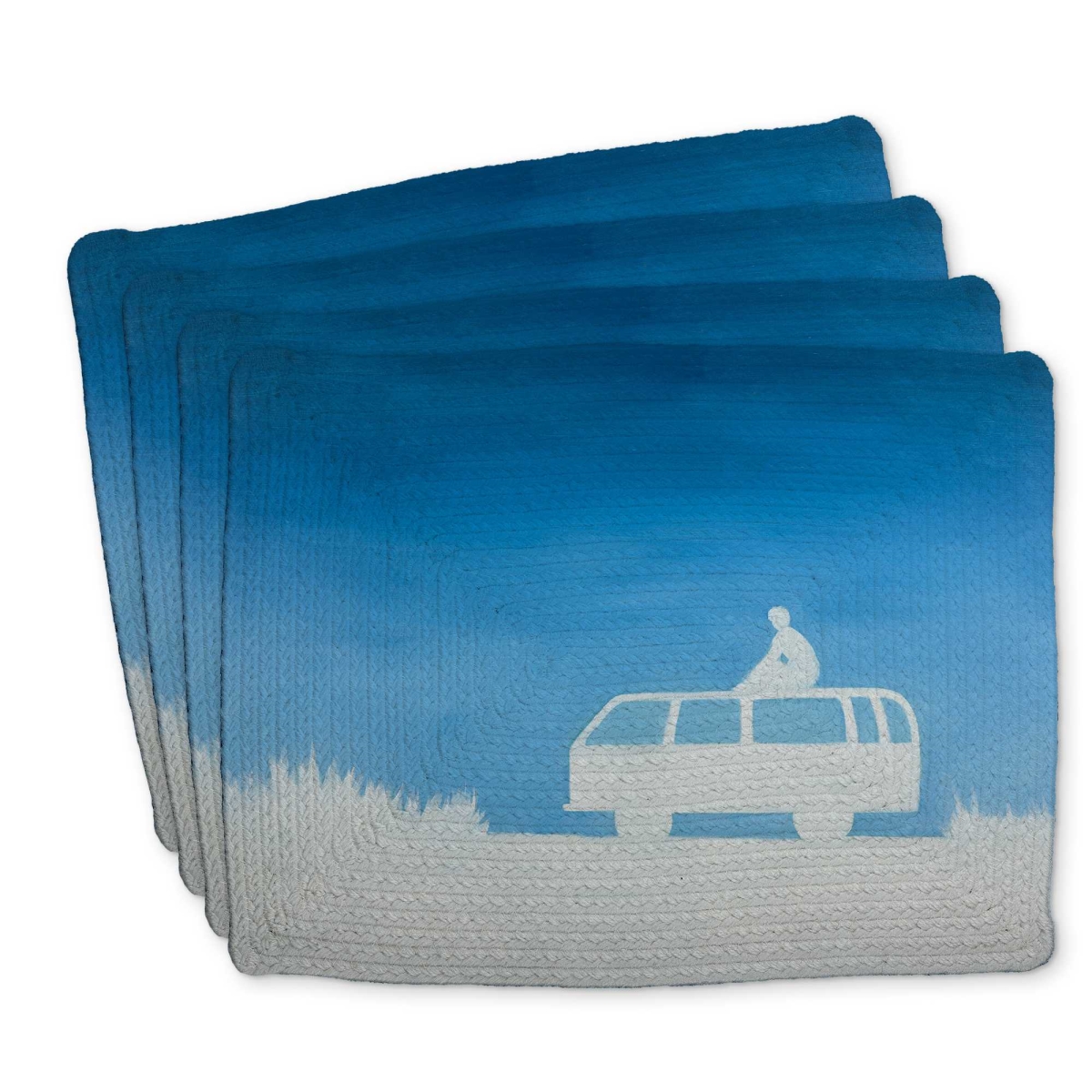 Picture of Begin Home Decor C4BP1418EDBO5W 14 x 18 in. Relax Camping Car - Braided Polyester Placemat - Home Decor - Set of 4