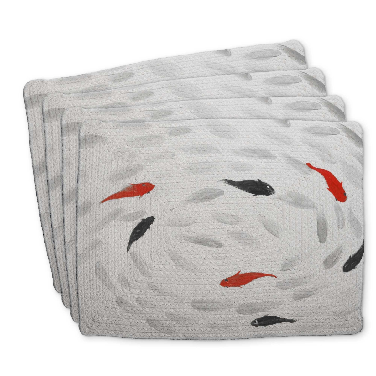 Picture of Begin Home Decor C4BP1418F7ELUL 14 x 18 in. Swimming Fish Swirl Braided Polyester Placemat - Home Decor - Set of 4