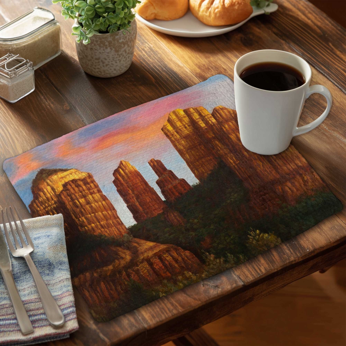 Picture of Begin Home Decor C4BP1418GXGBHZ 14 x 18 in. Cathedral Rock Arizona Braided Polyester Placemat - Decor - Set of 4