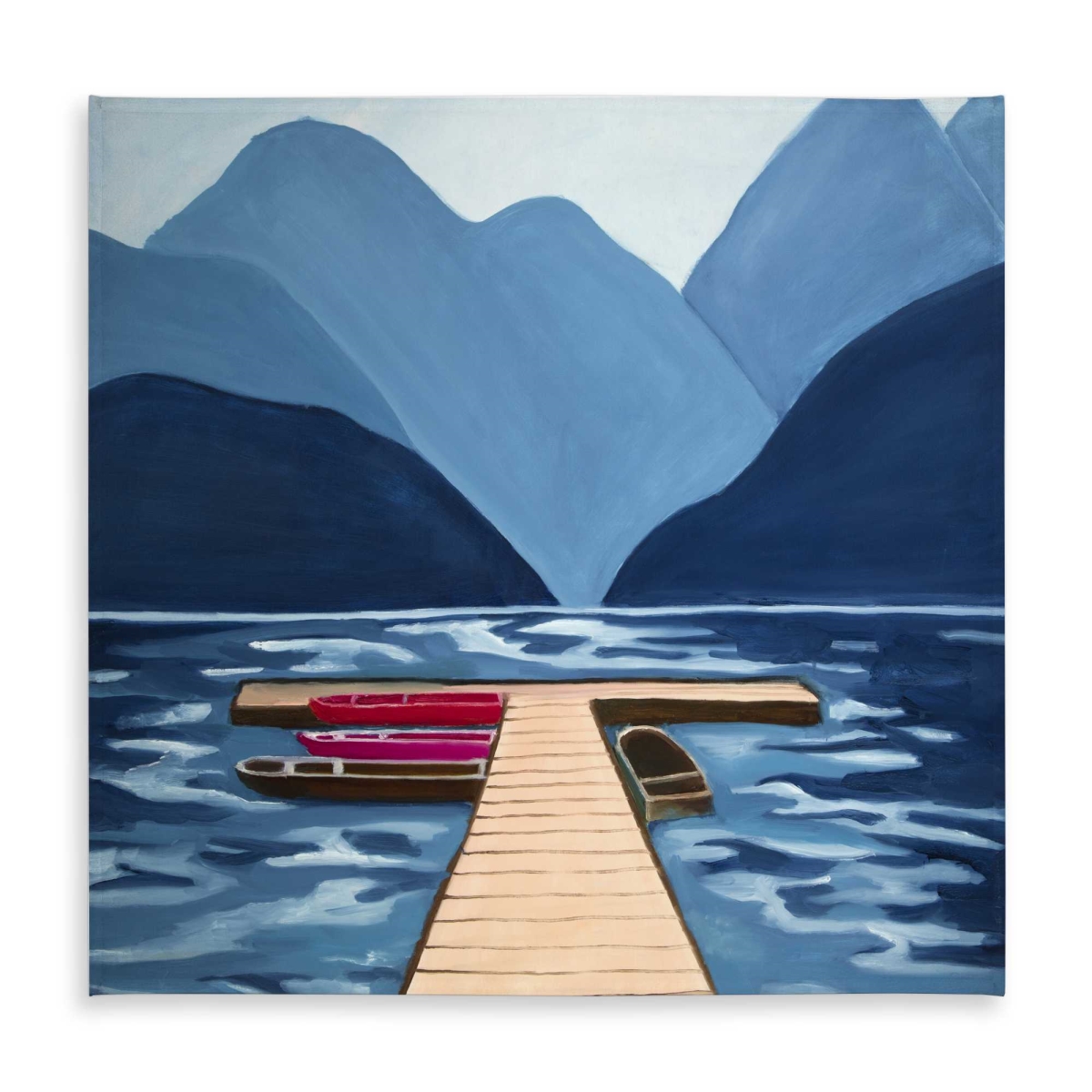 Picture of Begin Home Decor C1TC5858W4815G 58 x 58 in. Lake, Quai & Mountains - Scenic Red Tablecloth