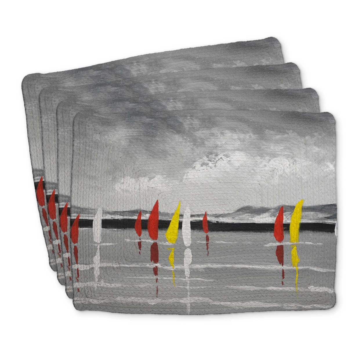 Picture of Begin Home Decor C4BP14181Q43GK 14 x 18 in. Sailing on the Lake Braided Polyester Placemat - Home Decor - Set of 4