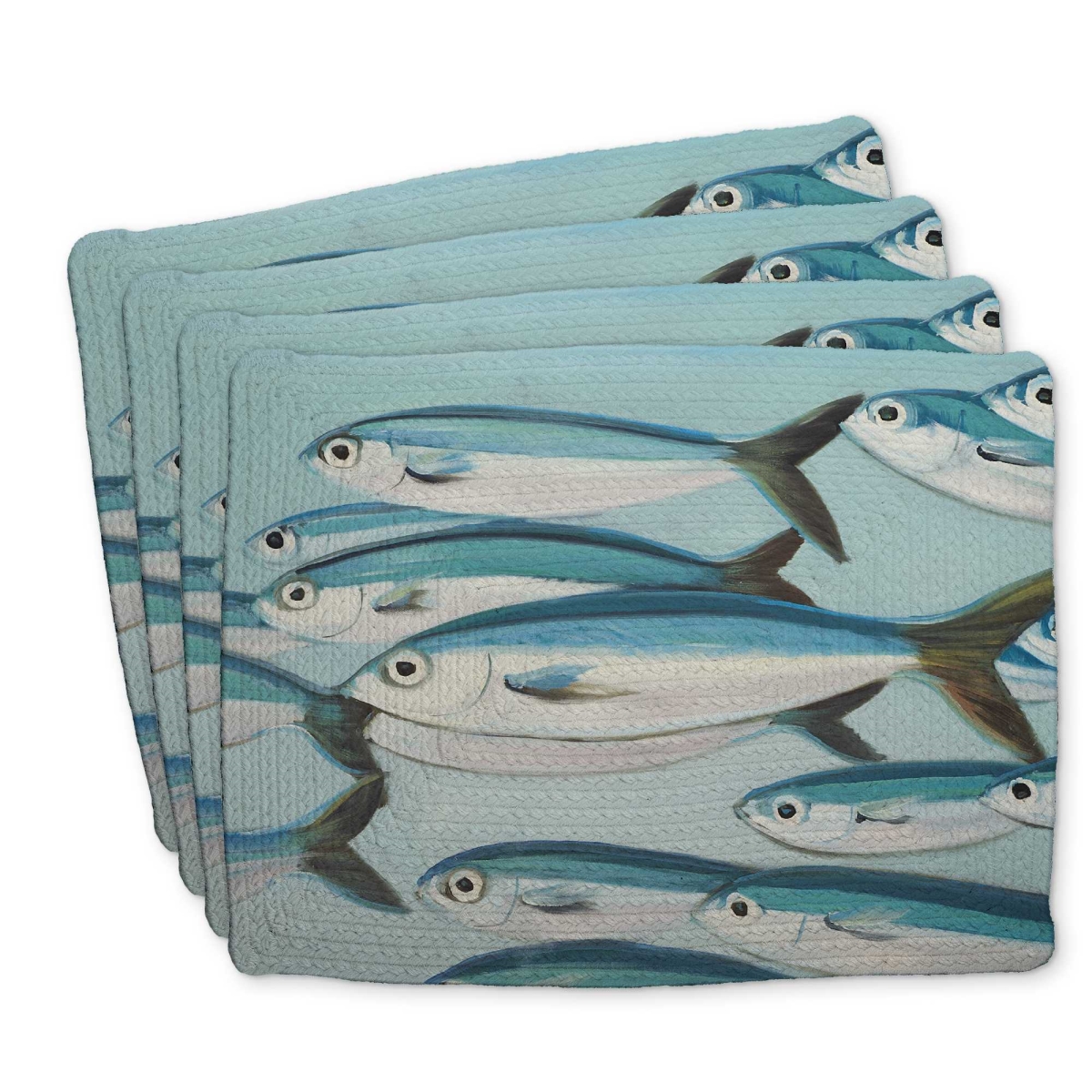 Picture of Begin Home Decor C4BP1418I3C2I6 14 x 18 in. Small Fish of Caesio Caerulaurea - Braided Polyester Placemat - Set of 4