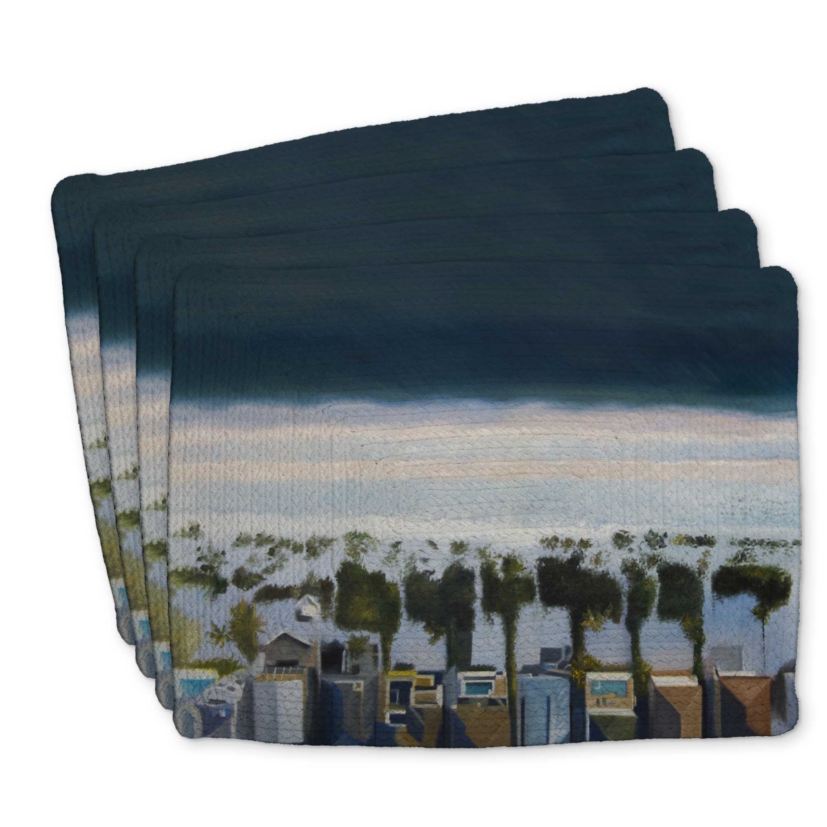 Picture of Begin Home Decor C4BP1418KMBR61 14 x 18 in. Birds Eye View of Beach Braided Polyester Placemat - Decor - Set of 4