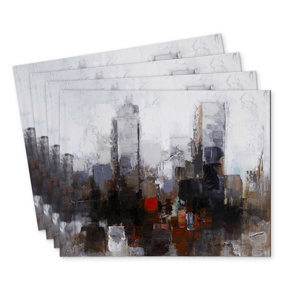 Picture of Begin Home Decor C4PP1418BC47HY 14 x 18 in. Obscure City Polyester Placemat for Elegant Home Decor - Set of 4