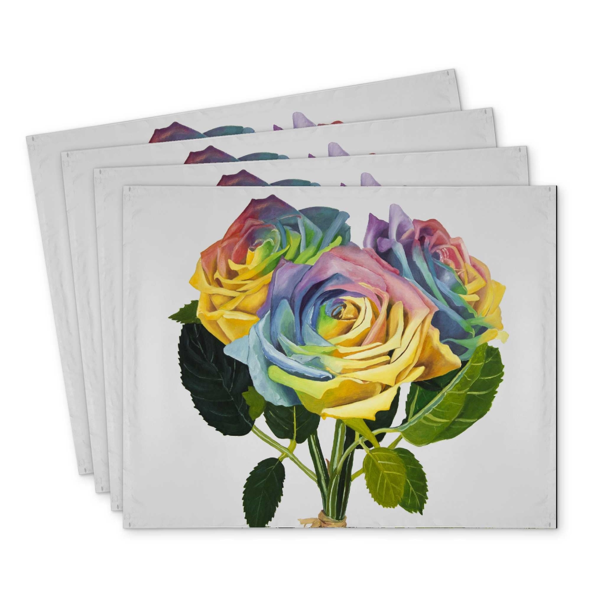 Picture of Begin Home Decor C4PP1418EW4600 14 x 18 in. Bouquet of Rainbow Roses - Polyester Placemat for Home Decor - Set of 4