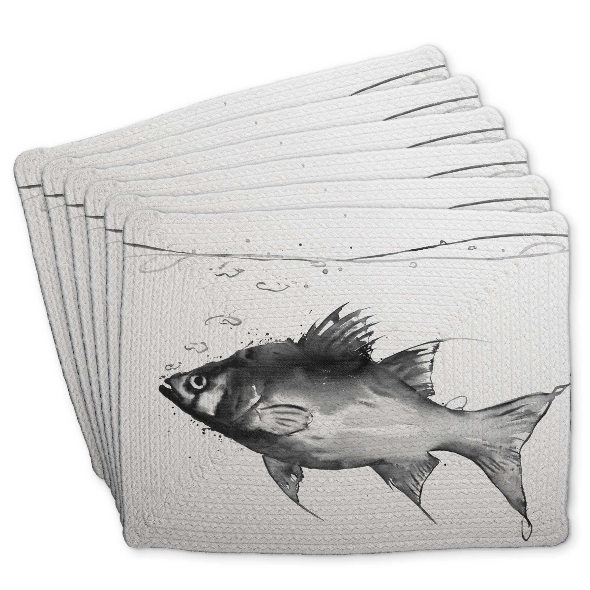 Picture of Begin Home Decor C6BP1418KDR4EF 14 x 18 in. Swimming Fish Braided Polyester Placemat for Home Decor - Set of 6