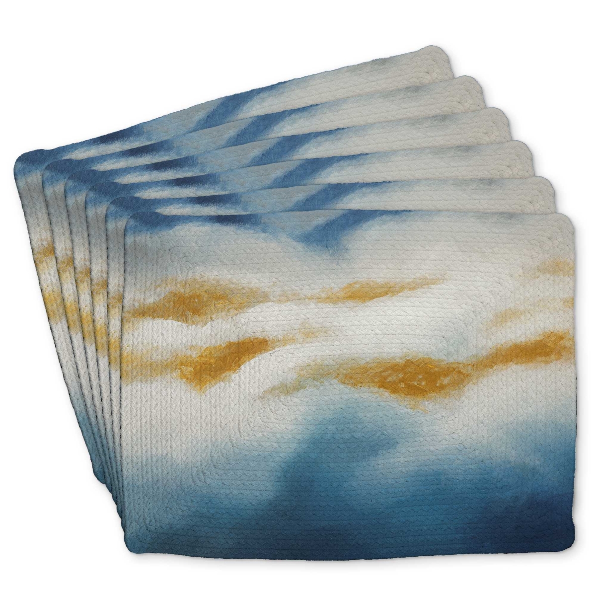 Picture of Begin Home Decor C6BP1418UY1GKA 14 x 18 in. Abstract Clouds Braided Polyester Placemat for Home Decor - Set of 6