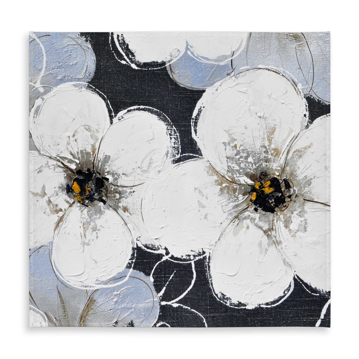 Picture of Begin Home Decor C1TC58580NXKYK 58 x 58 in. White Flowers with Leaves Outlines Tablecloth - Home Decor