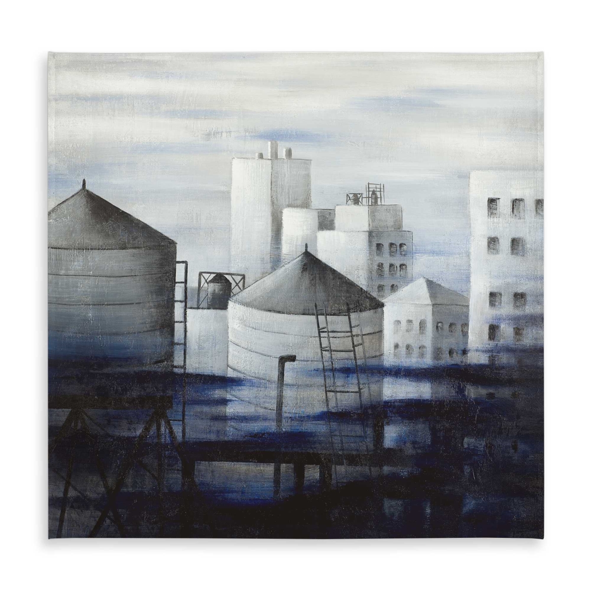 Picture of Begin Home Decor C1TC58581VA65Y 58 x 58 in. Gray City with Blue Clouds Tablecloth - Indoor & Outdoor Decor