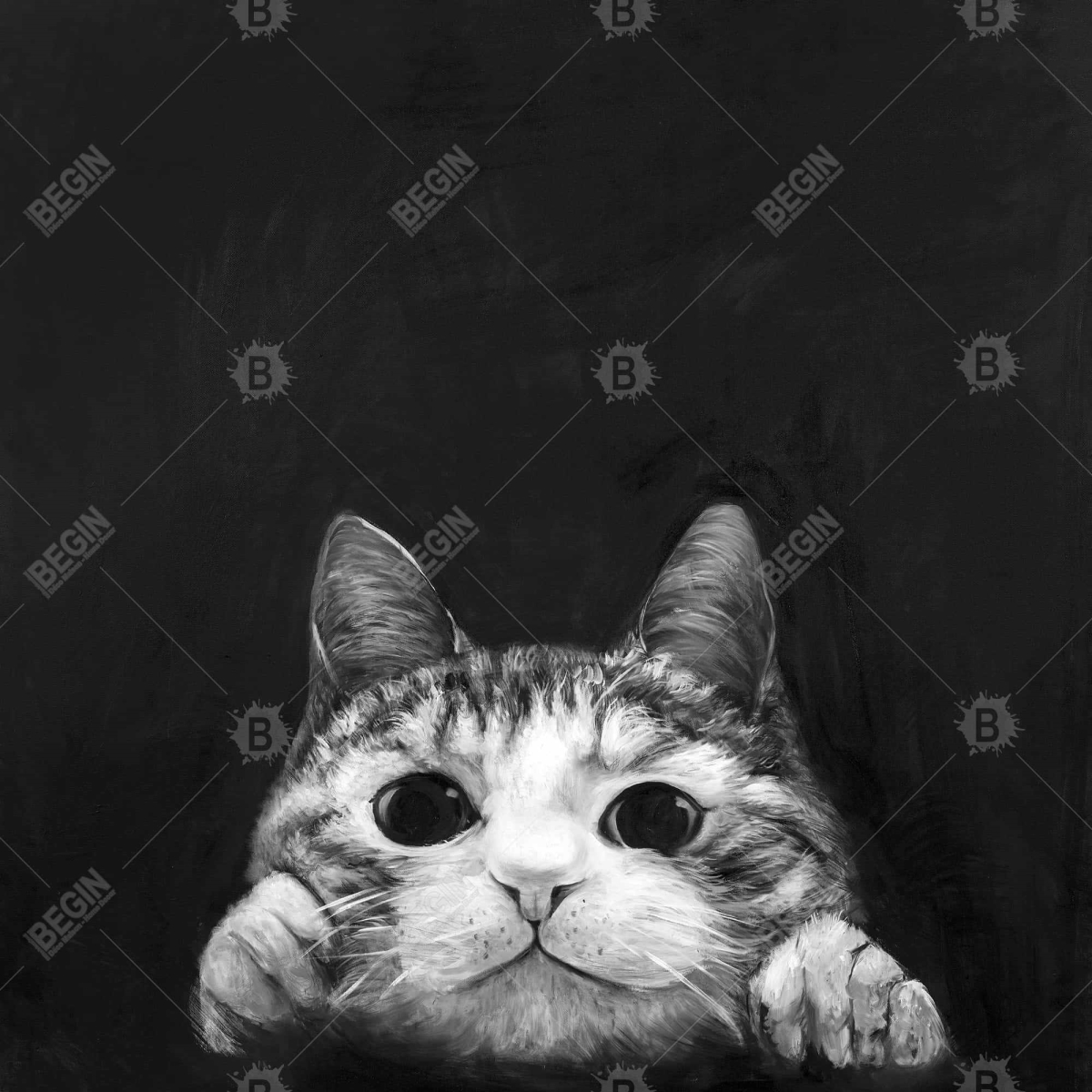 Picture of Begin Home Decor C1TC5858BDOUBP 58 x 58 in. Curious Cat - White Animals Tablecloth for Home Decor