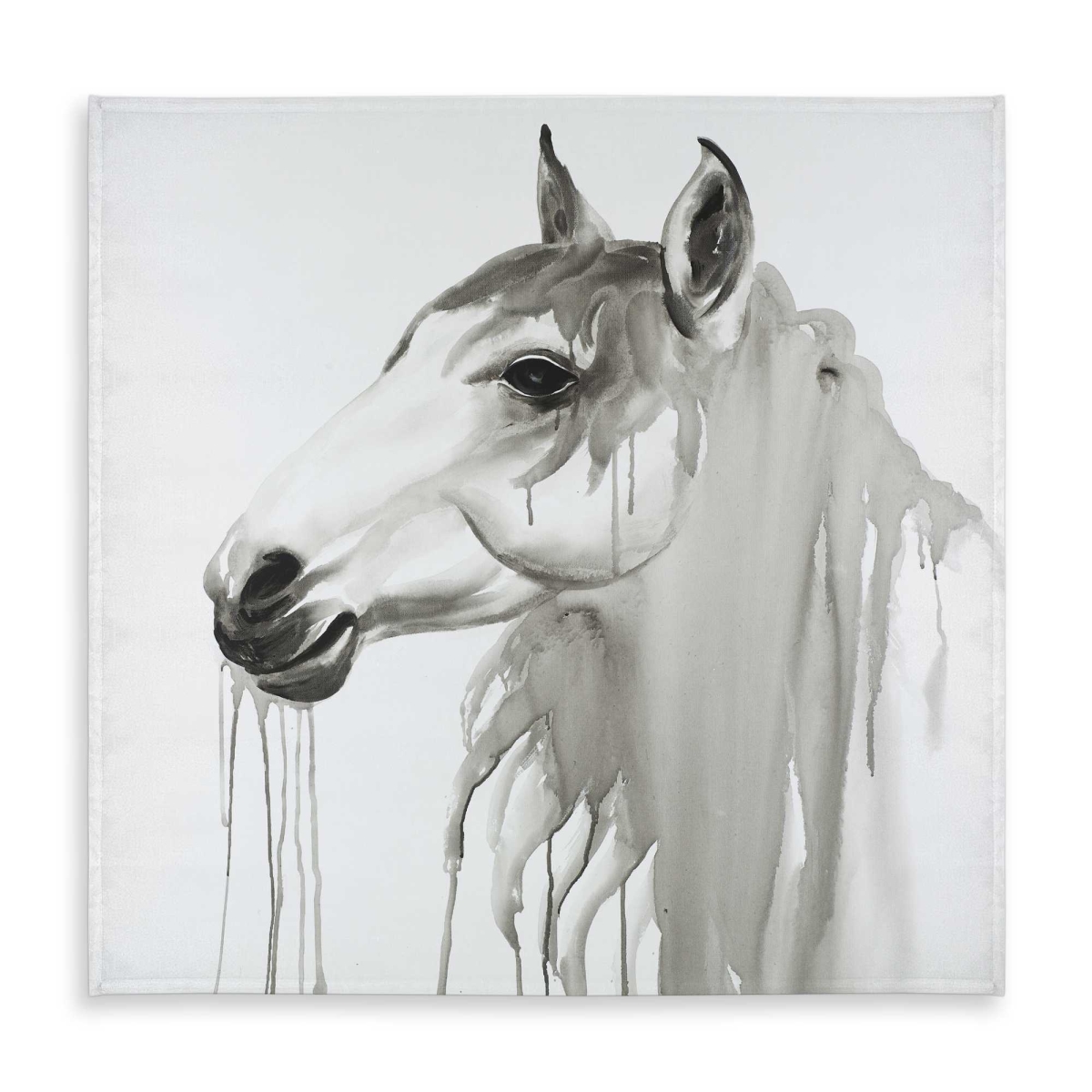 Picture of Begin Home Decor C1TC5858E9GUP7 58 x 58 in. Beautiful White Horse Tablecloth - Farmhouse Black Decor