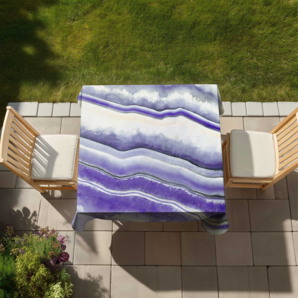 Picture of Begin Home Decor C1TC5858ETOMF2 58 x 58 in. Purple Geode Tablecloth - Minerals Abstract Home Decor