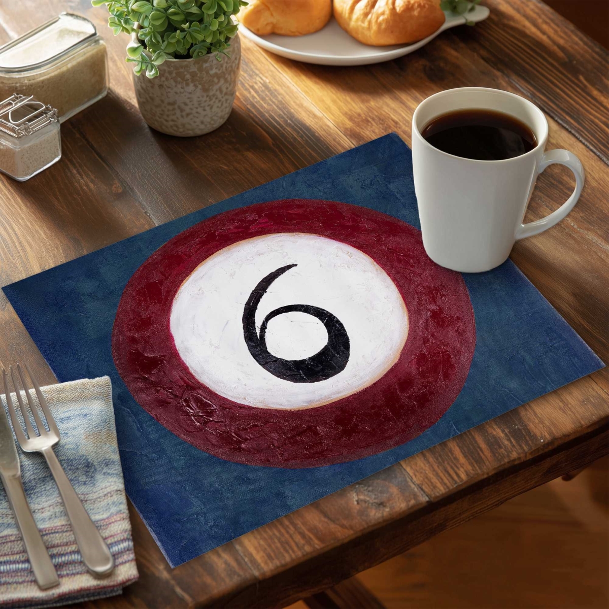 Picture of Begin Home Decor C4PP1418ZBH4IK 14 x 18 in. Billiard Ball No6 Polyester Placemat - Stylish Home Decor - Set of 4