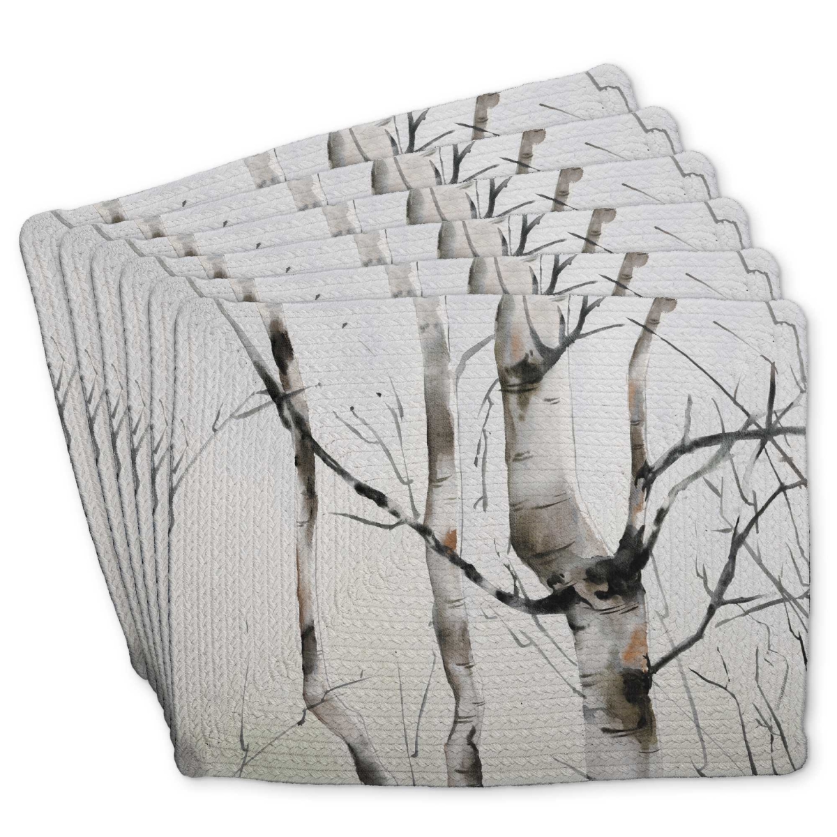 Picture of Begin Home Decor C6BP14189EFRK1 14 x 18 in. Three Birches Trees Braided Polyester Placemat - Home Decor - Set of 6