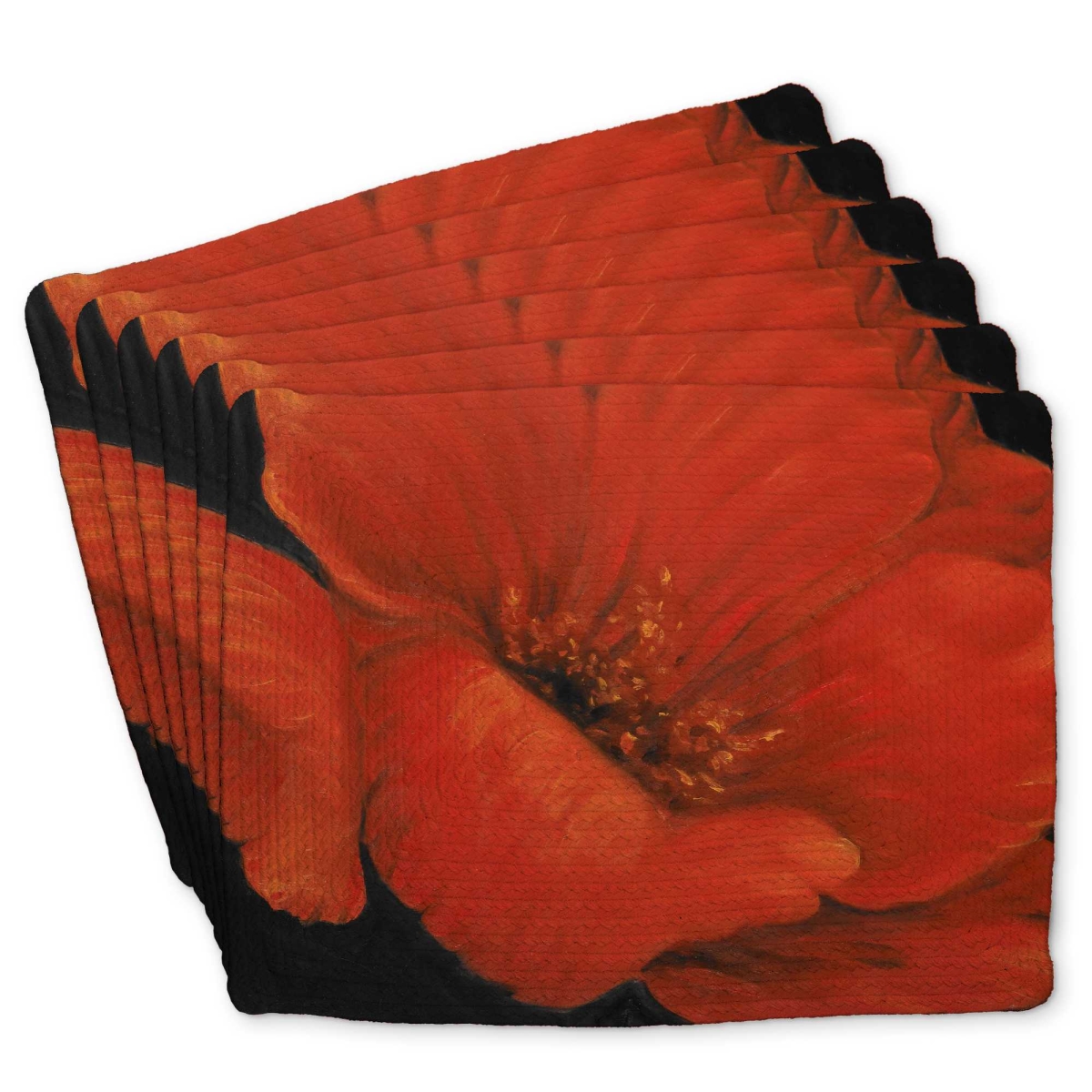Picture of Begin Home Decor C6BP1418RMUJN9 14 x 18 in. Red Flower Braided Polyester Placemat for Home Decor - Set of 6