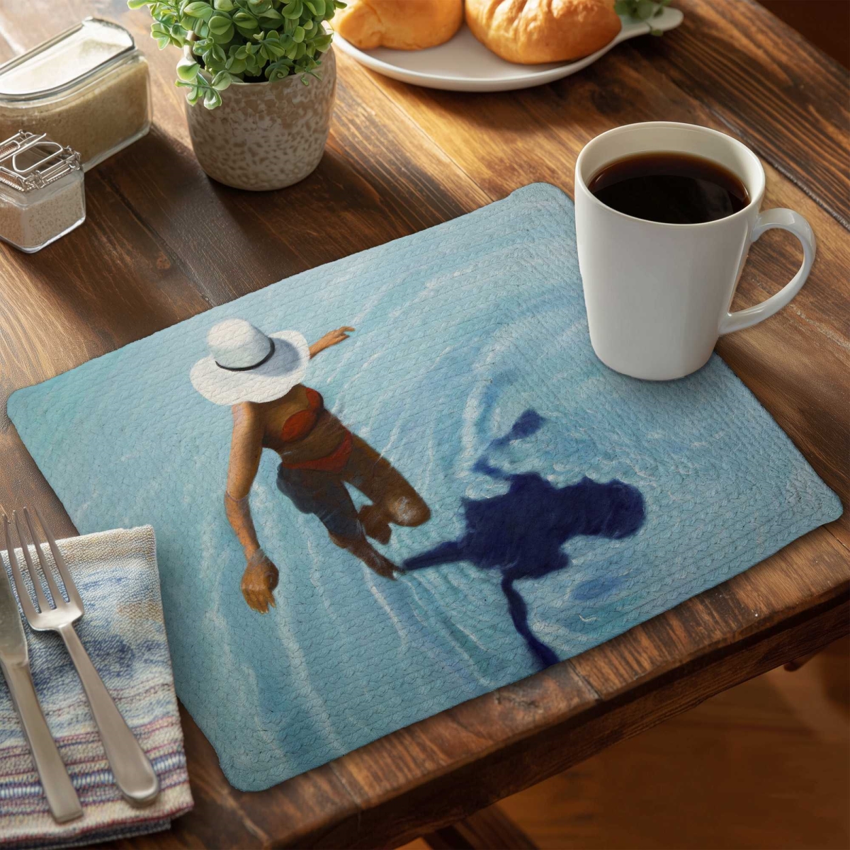 Picture of Begin Home Decor C6BP14187LVZO5 14 x 18 in. On Vacation Braided Polyester Placemat - Home Decor Accent - Set of 6