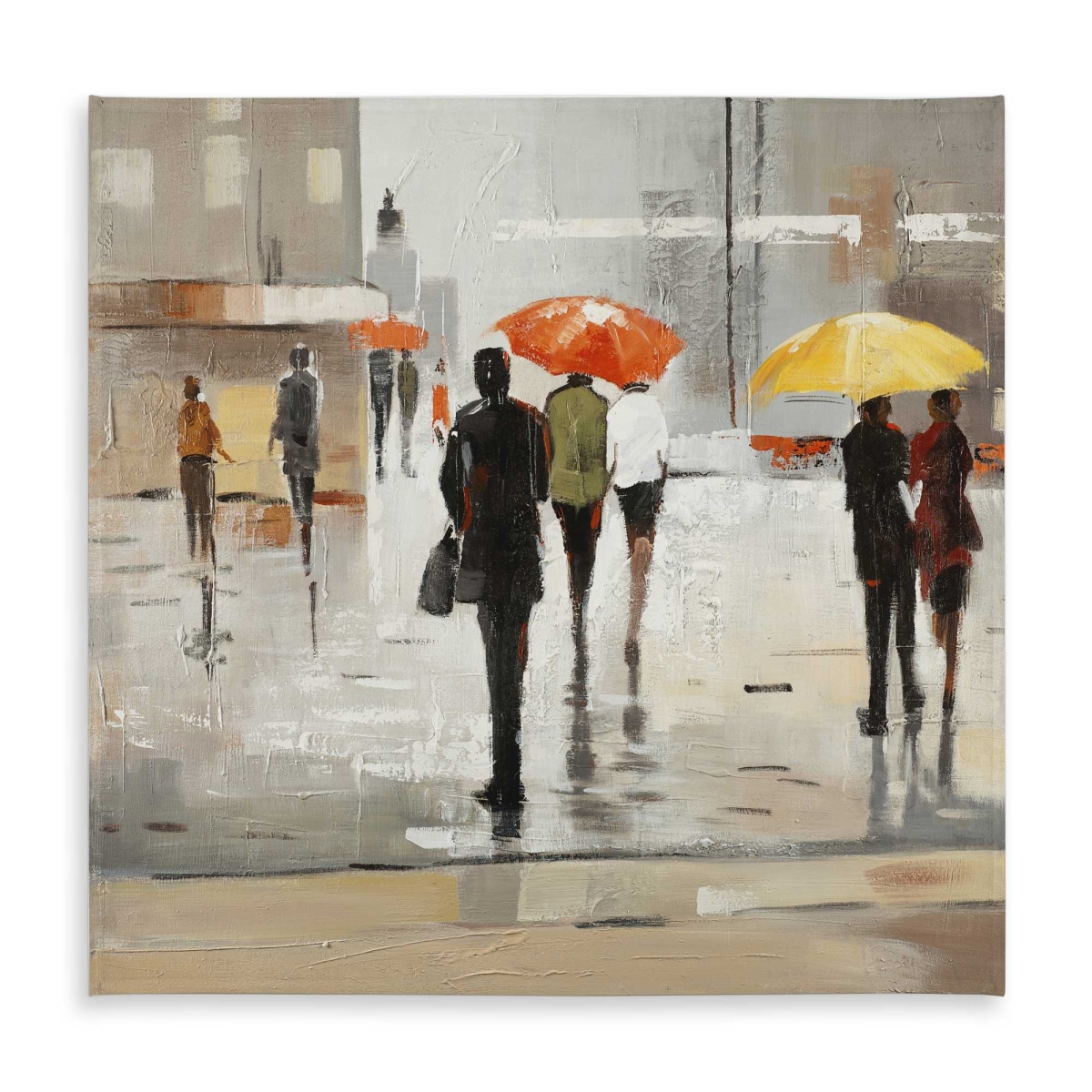 Picture of Begin Home Decor C1TC58581YYXVP 58 x 58 in. Abstract Passersby with Umbrellas Tablecloth - Home Decor