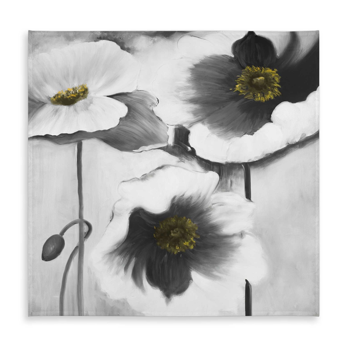 Picture of Begin Home Decor C1TC5858X1PG9P 58 x 58 in. Black & White Flowers Tablecloth - Floral Home Decor