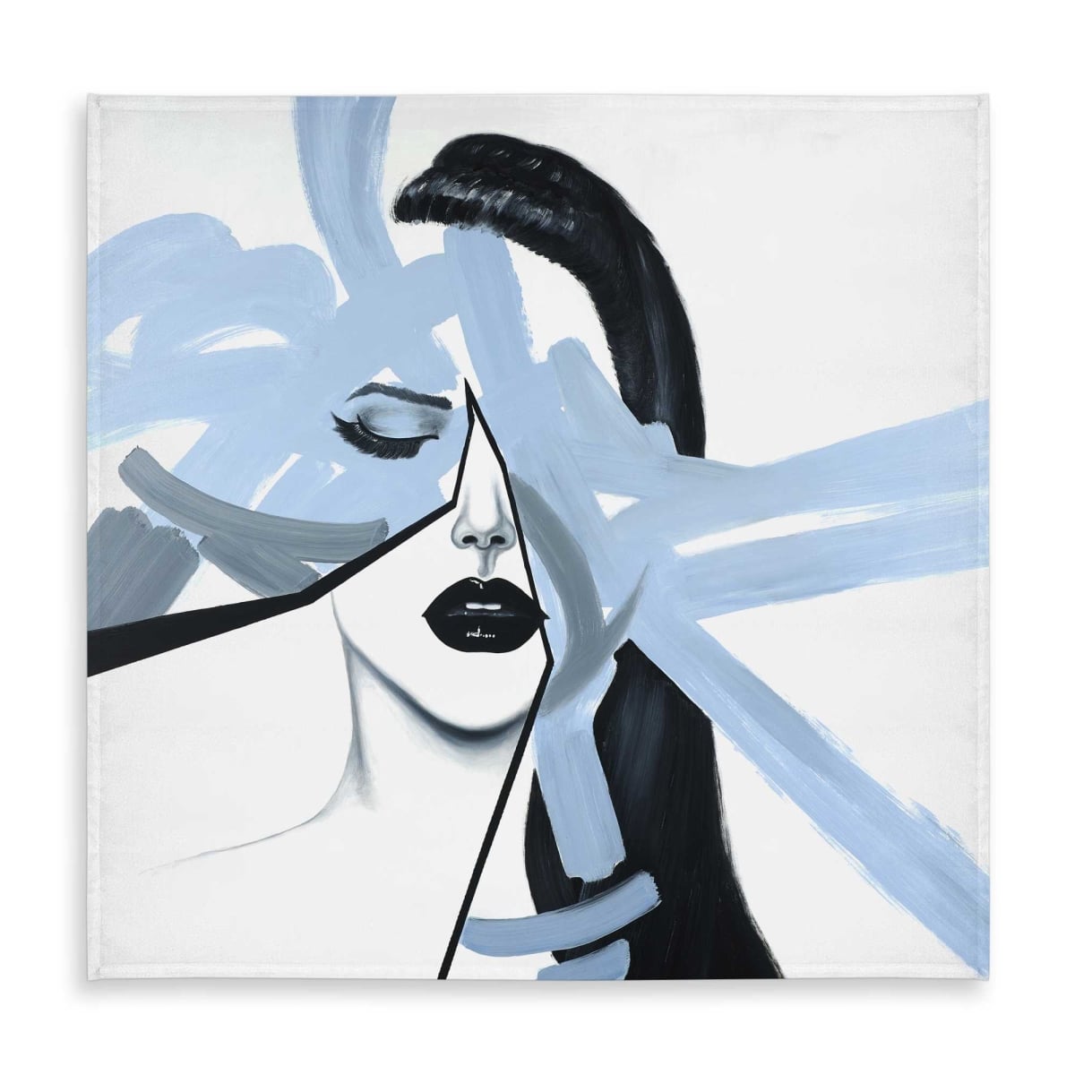 Picture of Begin Home Decor C1TC5858ZO0YNQ 58 x 58 in. Abstract Blue Woman Portrait Tablecloth - Romantic Decor